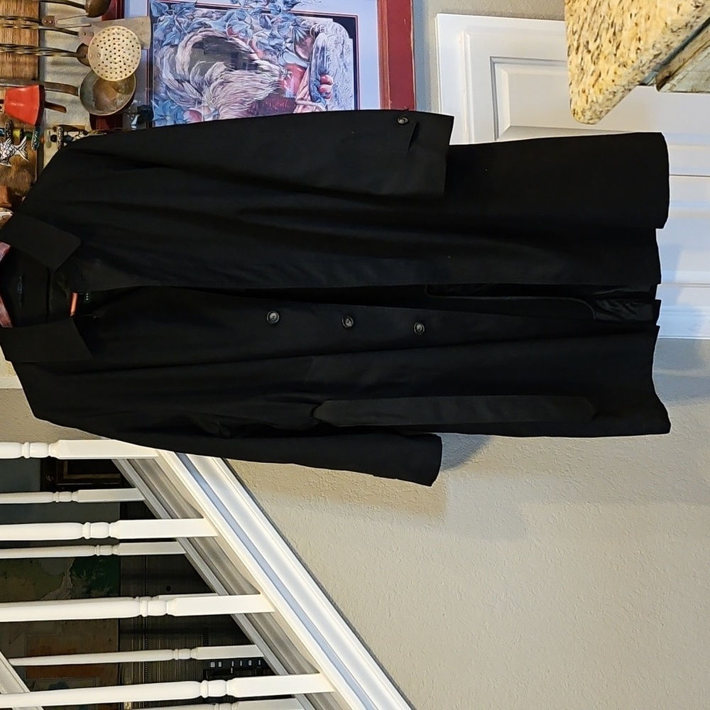 Ralph Lauren Men's Black Cotton Poly Trench Over Coat With Zip-out Liner 44L